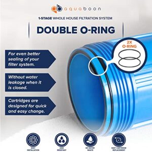 Aquaboon 20" x 4.5" Whole House Well Water Filter System with Pressure Release (1" Port) | Certified | Compatible with Pentek 150233, 150235, Geekpure BB- 20B