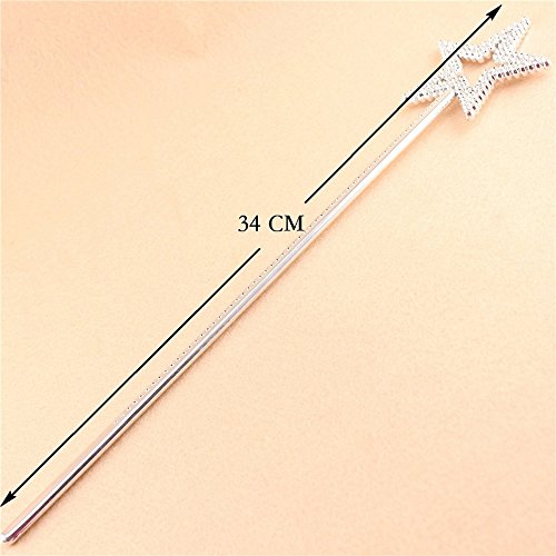 AKOAK Star Wand,13 Inches Silver Fairy Princess Angel Wand