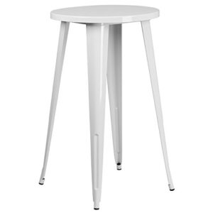 flash furniture james commercial grade 24" round white metal indoor-outdoor bar height table