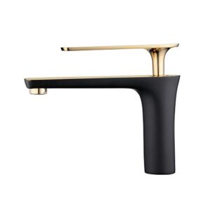 Hiendure Vessel Sink Faucet Gold & Black Bathroom Sink Faucet Single Handle Modern Vanity Faucet One Hole with Water Supply Hoses