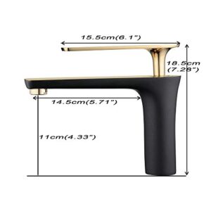 Hiendure Vessel Sink Faucet Gold & Black Bathroom Sink Faucet Single Handle Modern Vanity Faucet One Hole with Water Supply Hoses