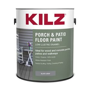 kilz low-lustre enamel porch & patio latex floor paint, interior/exterior, slate gray, 1 gallon
