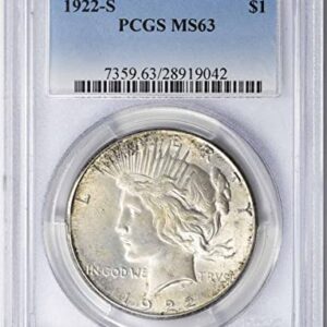 1922 S Peace Dollar MS63 PCGS