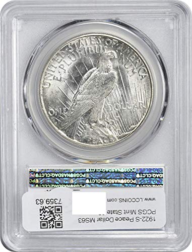 1922 S Peace Dollar MS63 PCGS