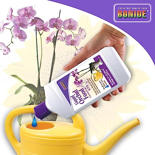 Bonide Liquid Orchid Food 9-7-9, 8 oz Concentrate Liquid Fertilizer for Strong Roots & Blooms, Use When Watering