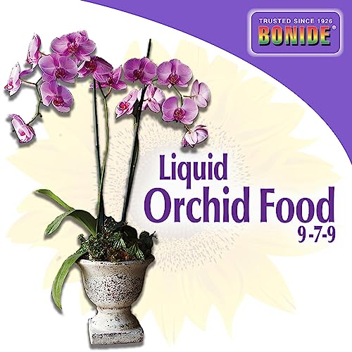 Bonide Liquid Orchid Food 9-7-9, 8 oz Concentrate Liquid Fertilizer for Strong Roots & Blooms, Use When Watering