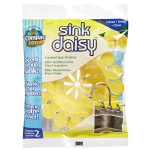 compac sink daisy scented kitchen sink strainer infuses & freshens your sink, must have kitchen sink accessories, sink drain strainer - catcher, yellow, lemon scent, 6 count, (3 packs of 2)