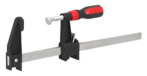 performance tool w3952 12-inch bar clamp with f-style clutch, zinc finished rail, rubber comfort grip handle and 600 lb maximum clamping pressure