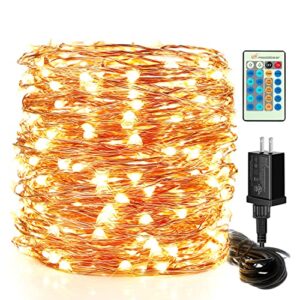 moobibear led string lights, 99ft 300 leds fairy lights plug in, dimmable outdoor tree lights, ul-listed warm white copper string lights remote control for room garden party christmas festival decor