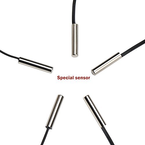 10K Temperature Sensor Probe, DROK 5pcs 1 Meter Waterproof Temp Sensor Probe, Stainless Steel 3950 NTC Temp Sensor Probe, Digital Temperature Transmitter Extension Cable