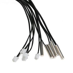 10K Temperature Sensor Probe, DROK 5pcs 1 Meter Waterproof Temp Sensor Probe, Stainless Steel 3950 NTC Temp Sensor Probe, Digital Temperature Transmitter Extension Cable