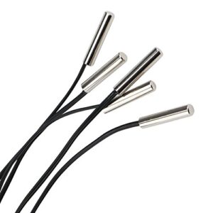 10K Temperature Sensor Probe, DROK 5pcs 1 Meter Waterproof Temp Sensor Probe, Stainless Steel 3950 NTC Temp Sensor Probe, Digital Temperature Transmitter Extension Cable