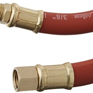 Milton 2760-3LH Air Leader Hose, 3/8" x 3 ft. Rubber Hose - 1/4" NPT Brass Ends - 300 Max PSI