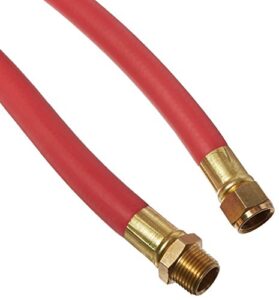 milton 2780-6lh air leader hose, 1/2" x 6 ft. rubber hose - 1/2" npt brass ends - 300 max psi