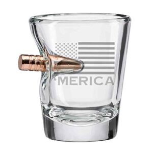 BenShot 'Merica Shot Glass with Real .308 Bullet - 2oz | Made in the USA