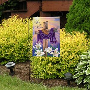 Easter Cross Garden Flag Religious He Is Risen Briarwood Lane 18" x 12.5"