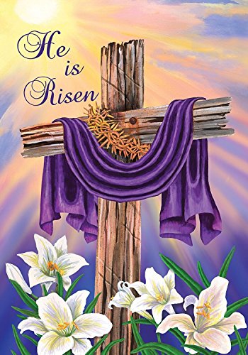 Easter Cross Garden Flag Religious He Is Risen Briarwood Lane 18" x 12.5"