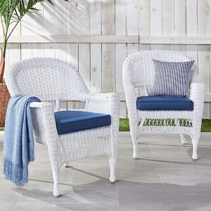 jeco wicker chair with blue cushion, set of 2, white/w00206-