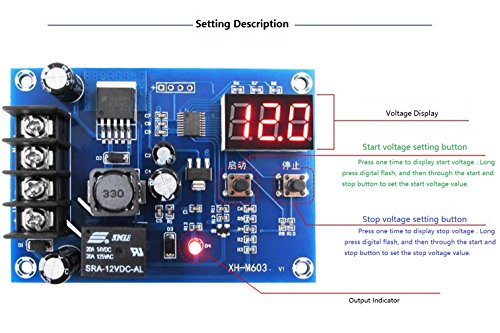 NOYITO 12V 24V Battery Charging Control Board (12-24V MAX30V) Battery Charge Control Switch Auto Power Off Safe and Energy Saving