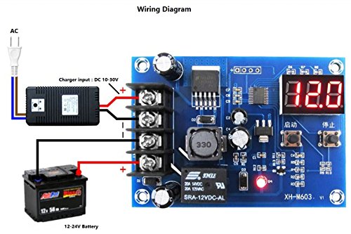 NOYITO 12V 24V Battery Charging Control Board (12-24V MAX30V) Battery Charge Control Switch Auto Power Off Safe and Energy Saving