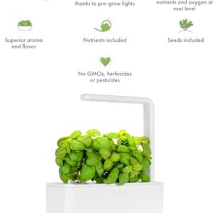 Click & Grow Indoor Herb Garden Kit with Grow Light | Smart Garden for Home Kitchen Windowsill | Easier Than Hydroponics Growing System | Vegetable Gardening Starter (3 Basil Pods Included), White