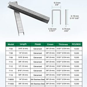 meite 22G71S38 22 Gauge 71 Series 3/8" Crown Wide 3/8" Leg Length Galvanized Staples for Upholstery Stapler 10,020 PCS/Box (1 Box)