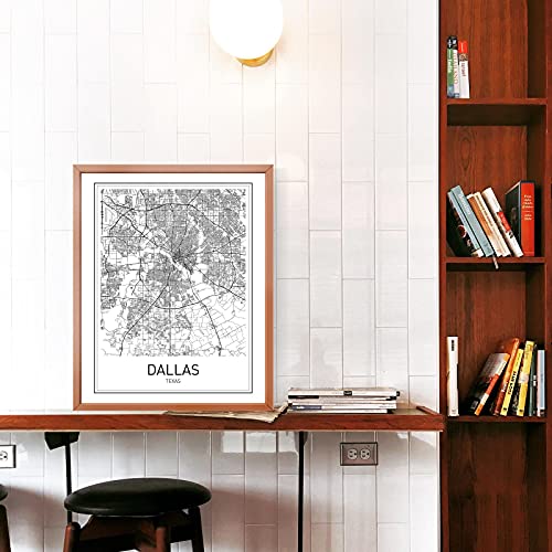 Dallas Map City Maps Dallas Map Print Map Art Print Texas Print Texas Map Texas State Modern Map Print Black White Map Wall Art Modern City Print 8x10 Unframed