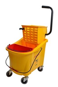 janico 1036 mop bucket side press wringer combo, 36 quart 9 gallon, includes insert mop bucket, yellow