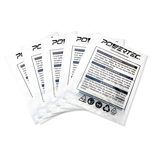 POWERTEC 70009 Clear Plastic Dust Collection Bag, 19-1/2 Inch Dia x 33-Inch, 5-Pack Dust Collector Bags for machine with 19”Filter Drum–5 Pack