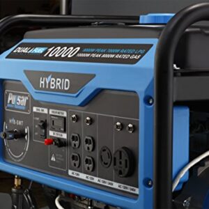 Pulsar PG10000B16 Portable Dual Fuel Generator-8000 Rated 10000 Peak Watts-Gas & LPG Electric Start-Switch-&-Go Build in, RV Ready-CARB Compliant, 10, 000W, Black