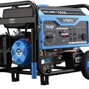 Pulsar PG10000B16 Portable Dual Fuel Generator-8000 Rated 10000 Peak Watts-Gas & LPG Electric Start-Switch-&-Go Build in, RV Ready-CARB Compliant, 10, 000W, Black