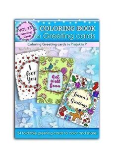 coloring book of greeting cards: 24 handmade foldable cards to color | premium handmade paperback spiral bound coloring book | art and sip party, diy kit, party favor | easy & fun drawings to color