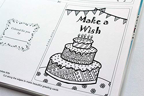 Coloring book of greeting cards: 24 handmade foldable cards to color | Premium Handmade Paperback Spiral Bound Coloring Book | Art and Sip Party, DIY Kit, Party favor | Easy & fun drawings to color