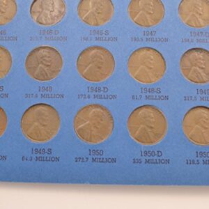 Lincoln Cents Varies 1941 to 1958-D Lincoln Wheat Cents in Whitman Folder Average Circulated Various Grades