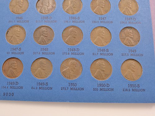 Lincoln Cents Varies 1941 to 1958-D Lincoln Wheat Cents in Whitman Folder Average Circulated Various Grades