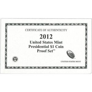 2012 S US Mint Presidential $1 Coin Proof Set OGP $1 Proof US Mint