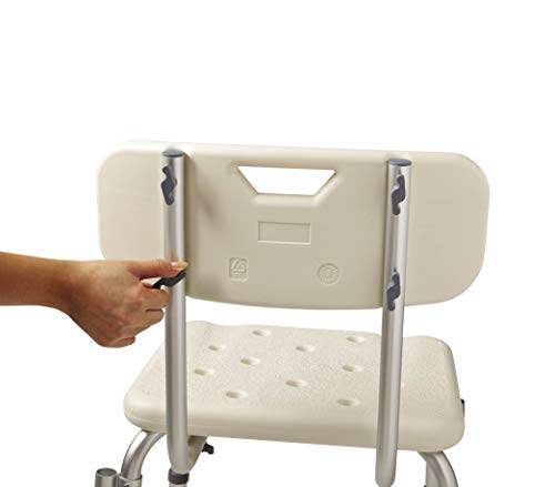 Medline Shower Chair Seat with Padded Armrests and Back Heavy Duty Shower Chair for Bathtub Slip Resistant Shower Seat with Adjustable Height Shower Chair for Inside Shower with 350 lb Capacity