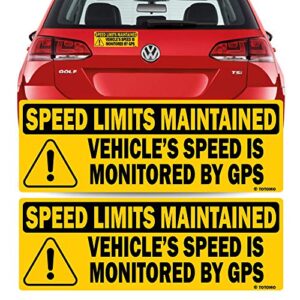 totomo 2pk vehicle speed is monitored by gps speed limits are maintained sticker 10"x3.5" highly reflective premium quality car safety caution sign #sdm-14