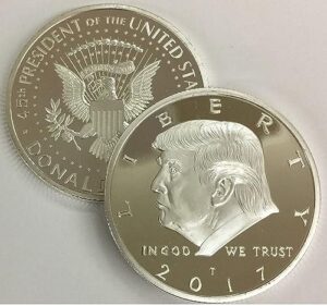 2017 president donald trump inaugural silver eagle commemorative novelty coin 38mm. 45th president of the united states of america certificate of authenticity