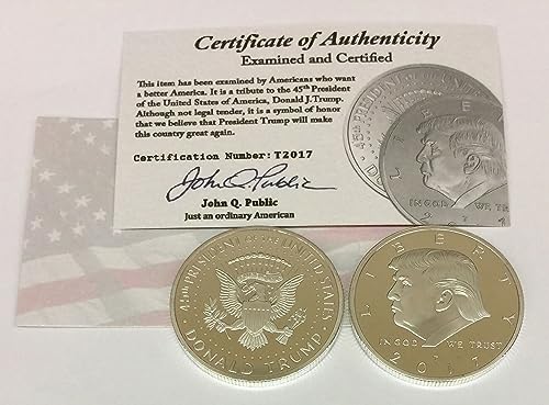 2017 President Donald Trump Inaugural Silver EAGLE Commemorative Novelty Coin 38mm. 45th President of the United States of America CERTIFICATE OF AUTHENTICITY