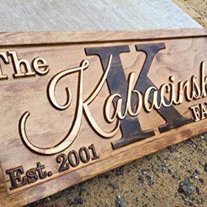 Personalized Family Name Sign Personalized Wedding Gifts Wall Art Rustic Home Decor Custom Carved Wooden Signs Couples 5 Year Anniversary Gift