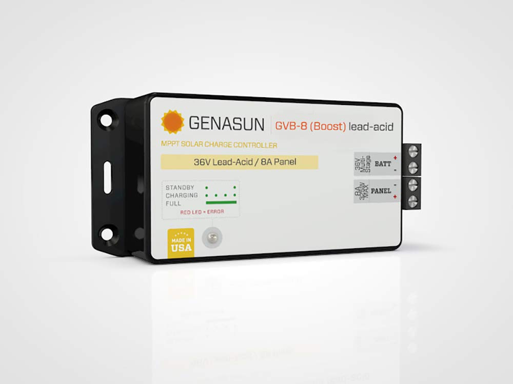 Genasun GVB-8-Pb-36V, 8 A (Input) 325 W Solar Panel, Voltage Boosting MPPT Solar Charge Controller for 36 V Lead-Acid Battery