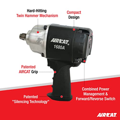 AIRCAT Pneumatic Tools 1680-A: 3/4-Inch Impact Wrench 1,600 ft-lbs - Standard Anvil