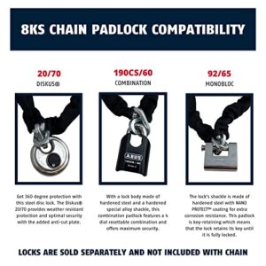 ABUS Hardened Steel 8KS 10 Foot x 5/16" Thick Square Security Chain for Bikes, Containers, Trailers, ATV's, Motorcycles and Personal/Industrial Property