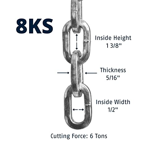 ABUS Hardened Steel 8KS 10 Foot x 5/16" Thick Square Security Chain for Bikes, Containers, Trailers, ATV's, Motorcycles and Personal/Industrial Property