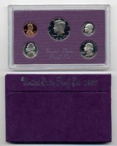 1987 s us 5 piece set proof in original packaging from us mint proof