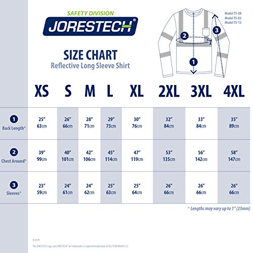 JORESTECH Safety T Shirt Reflective High Visibility Long Sleeve Yellow/Lime ANSI Class 3 Level 2 Type R TS-02 (L)