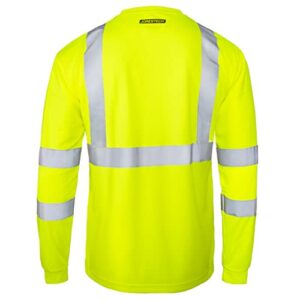 JORESTECH Safety T Shirt Reflective High Visibility Long Sleeve Yellow/Lime ANSI Class 3 Level 2 Type R TS-02 (L)