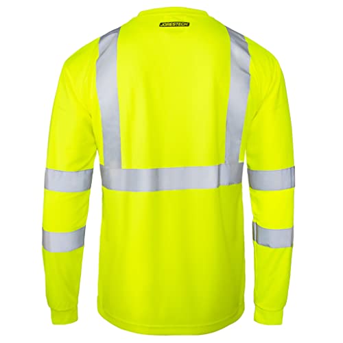 JORESTECH Safety T Shirt Reflective High Visibility Long Sleeve Yellow/Lime ANSI Class 3 Level 2 Type R TS-02 (L)