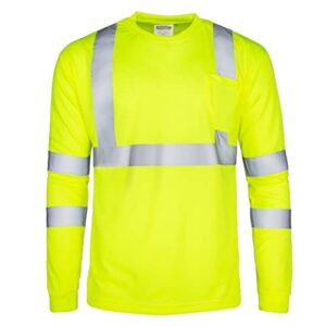 JORESTECH Safety T Shirt Reflective High Visibility Long Sleeve Yellow/Lime ANSI Class 3 Level 2 Type R TS-02 (L)